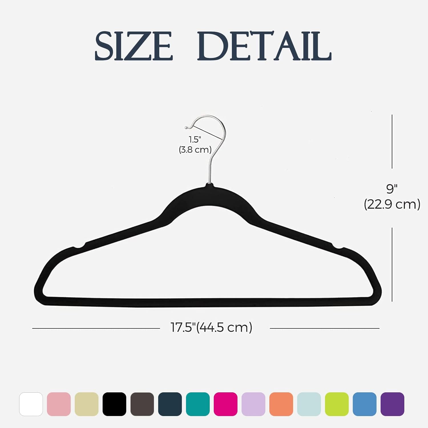 HOUSE DAY Black Velvet Hangers 60 Pack, Non Slip Clothes Felt Hanger Heavy Duty for Coat, Premium Slim Space Saving Suit Hangers for Closet Organizer, 360° Rotating Silver Hook - Image 7